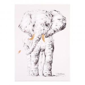 Pictura in ulei Childhome 30x40 cm, Elefant cu detalii aurii - Img 4
