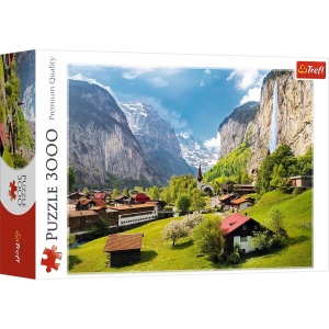 PUZZLE TREFL 3000 ORASUL LAUTERBRUNNEN ELVETIA - Img 3