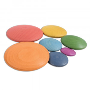 Rainbow Wooden Buttons, discuri din lemn, TickiT - Img 5