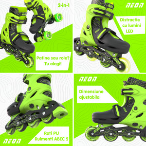 Role 2 in 1 Neon Combo Skates marime 30-33 Green - Img 4