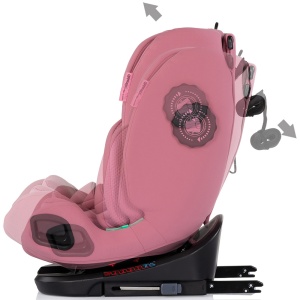 Scaun auto Chipolino Techno iGrow I-Size 40-150 cm cu sistem Isofix si sezut rotativ powder pink - Img 6