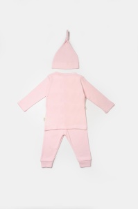 Set 3 piese:bluza, pantaloni si caciulita Bamboo, roz, BabyCosy, 50% bumbac+50%bambus