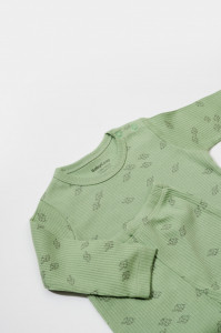 Set 3 piese:bluza, pantaloni si caciulita Printed, BabyCosy, 50% modal+50% bumbac, Verde