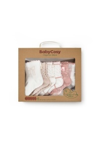 Set 6 perechi ciorapi nou-născut, powder, BabyCosy