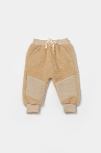 Set bluza cu buzunar si pantaloni Ursulet, Winter muselin, 100% bumbac dublat - Apricot, BabyCosy