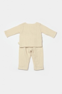 Set bluza cu nasturi si pantaloni , Winter muselin, 100% bumbac - Stone, BabyCosy