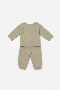 Set bluza si pantaloni, Winter muselin, 100% bumbac - Verde, BabyCosy