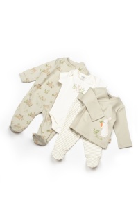 Set de 10 piese pentru nou nascut, 100% bumbac organic, Rabbit, BabyCosy