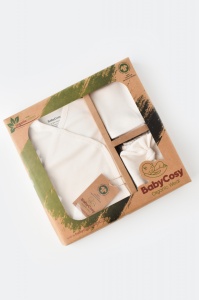 Set de 5 piese pentru nou nascut - 100% bumbac organic - Ecru, BabyCosy