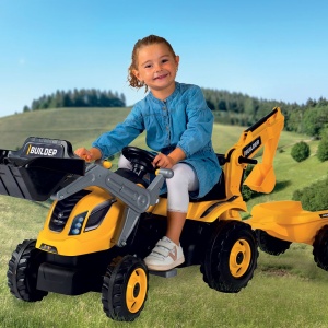 Tractor cu pedale si remorca Smoby Builder Max galben - Img 6