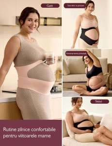 Centura gravide Momcozy pentru sustinerea greutatii abdominale Black XL - Img 4