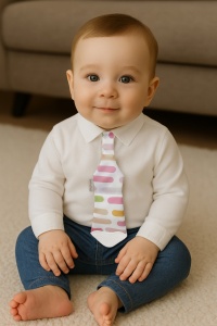 Cravata bebelusi cu accesoriu de dentitie BabyJem, roz - Img 2