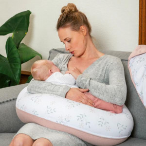 Doomoo - Perna mare pentru gravide si bebelusi 3 in 1, bumbac organic Buddy Spring Pink - Img 3