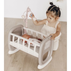 Leagan pentru papusa Smoby Baby Nurse maro cu carusel - Img 5