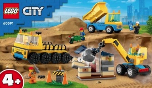LEGO CITY CAMIOANE DE CONSTRUCTIE SI MACARA CU BILA PENTRU DEMOLARI 60391