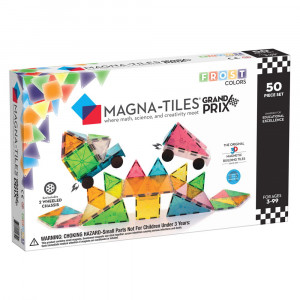 MAGNA-TILES Grand Prix, set magnetic 50 de piese cu masinute - Img 1