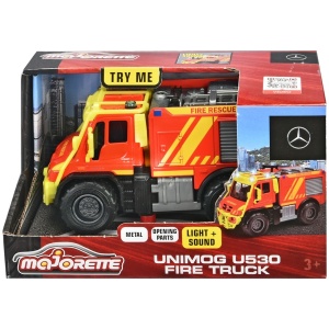 Masina de pompieri Majorette Mercedes Unimog U530 Fire Truck 13 cm cu lumini si sunete - Img 3