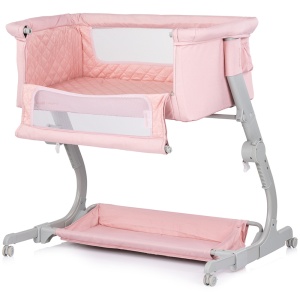 Patut co-sleeper Chipolino Eleganza cu laterala culisanta pink marshmallow - Img 2