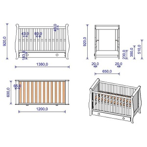 Patut copii din lemn Hubners Mira 120x60 cm alb cu sertar - Img 8