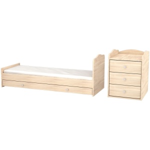 Patut copii transformabil din lemn cu 4 sertare Hubners Eva Kombi 120x60 cm natur - Img 5