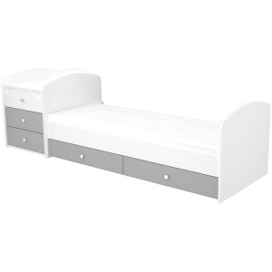 Patut copii transformabil din lemn cu 5 sertare Hubners Patrik Maxi Kombi 120x70 cm alb grafit - Img 3