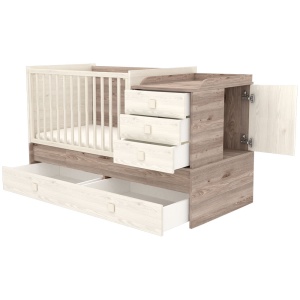 Patut copii transformabil din lemn cu 5 sertare Hubners Sofia Multi Kombi 120x70 cm crem nisip - Img 2