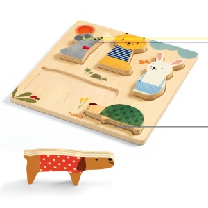 Puzzle din lemn Animale de companie, Djeco - Img 2