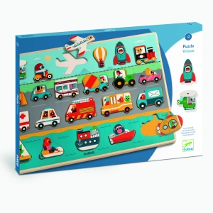 Puzzle din lemn Vroom-vroom, Djeco - Img 1