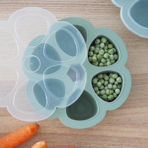 Recipient ermetic silicon multiportii 6x90 ml Beaba Sage Green - Img 3