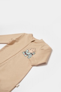 Salopeta cu fermoar, Two thread, BabyCosy, 100% bumbac organic, Stone