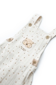 Salopeta cu palariuta TeddyBear, BabyCosy, 100% bumbac organic