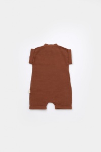 Salopeta de vara din muselina, BabyCosy, 100% bumbac organic, caramiziu