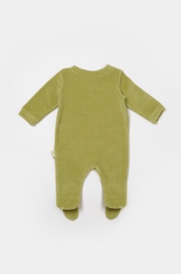 Salopeta Elefant cu maneca lunga si botosei din 80%bumbac organic si 20% poliester - Verde, BabyCosy