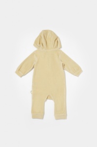 Salopeta Elefant cu maneca lunga si gluga din 80%bumbac organic si 20% poliester - Stone, BabyCosy