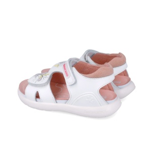 Sandale din piele pentru copii Floricele, Biomecanics, 252233, alb
