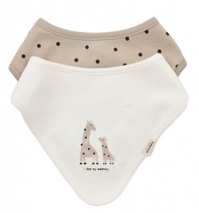 Set 2 bavete Girafa, BabyCosy, Ecru/Mink