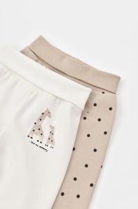 Set 2 pantaloni cu botosei bebe unisex Girafa, Baby Cosy, 100% bumbac organic