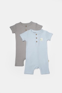 Set 2 salopete scurte Bamboo, blue, BabyCosy, 50%bumbac+50% bambus