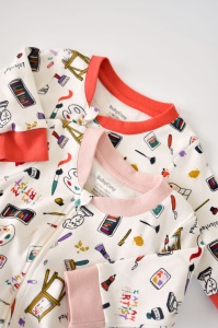 Set 2 salopetele cu maneca lunga si panataloni lungi cu fermoar - 100%bumbac organic - Portocaliu si Pudra, Baby Cosy