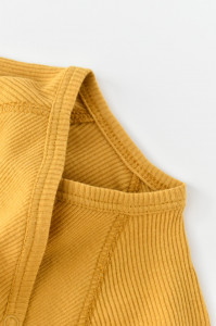 Set 4 piese: bluza, pantaloni, caciulita si manusi din bumbac organic si modal - Mustar, Baby Cosy