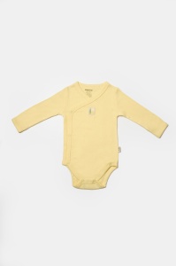 Set 4 piese:body, pantaloni, baveta si caciulita Bamboo, galben, BabyCosy, 50% bumbac+50%bambus