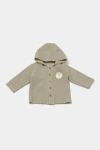 Set bluza cu gluga si pantaloni, Winter muselin, 100% bumbac - Verde, BabyCosy