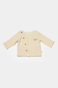 Set bluza cu nasturi si pantaloni , Winter muselin, 100% bumbac - Stone, BabyCosy