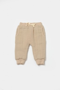 Set bluza dublata si pantaloni Ursulet, Winter muselin, 100% bumbac - Apricot, BabyCosy