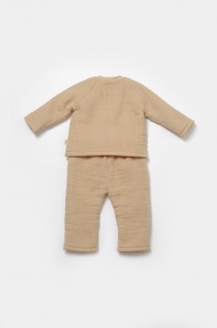 Set bluza dublata si pantaloni, Winter muselin, 100% bumbac - Apricot, BabyCosy