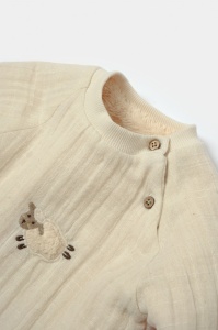 Set bluza dublata si pantaloni, Winter muselin, 100% bumbac - Stone, BabyCosy