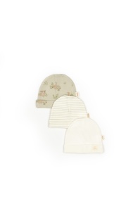 Set de 3 caciulite pentru nou nascut, 100% bumbac organic, Rabbit, BabyCosy