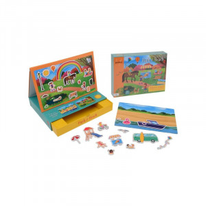 Set de joaca magnetic, Joueco, 30 de piese, Dezvolta abilitati motorii si imaginatia, Include cutie pentru depozitare si tabla de joc, 30 x 22 cm, Multicolor - Img 2