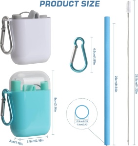 Set de paie portabile reutilizabile din silicon - galben