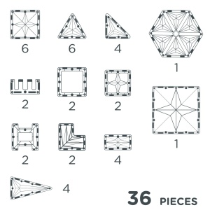 Set magnetic de construit Pastel 36 piese, Cleverclixx - Img 4